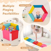 Colorful Hexagon Ball Pit for Kids Exercise Tumble Mat w/Detachable Zippered PU Covers