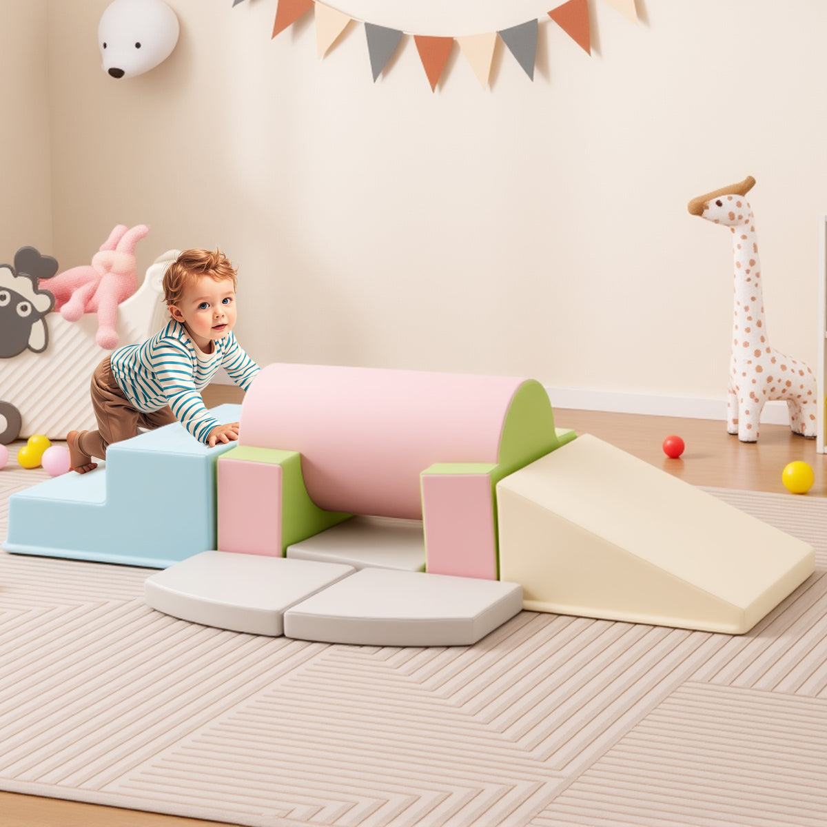 10-Piece  Soft Foam PU Leather Building Blocks Foam Climbing Toys for Toddlers