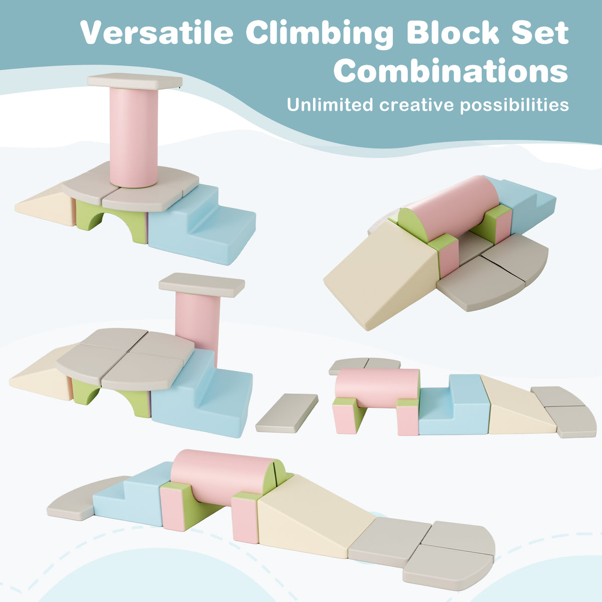 10-Piece  Soft Foam PU Leather Building Blocks Foam Climbing Toys for Toddlers