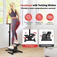 Steppers for Exercise, Twist Stair Stepper Workout Equipment w/Height-Adjustable Handlebar