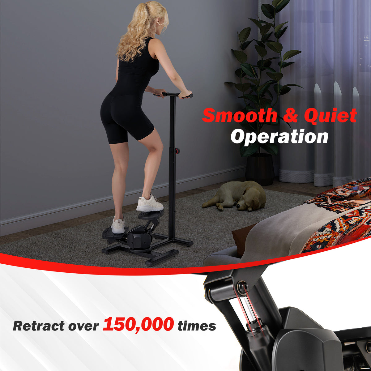 Steppers for Exercise, Twist Stair Stepper Workout Equipment w/Height-Adjustable Handlebar
