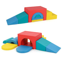 7-Piece Foam Climbing Blocks Soft PU Leather Play Gym