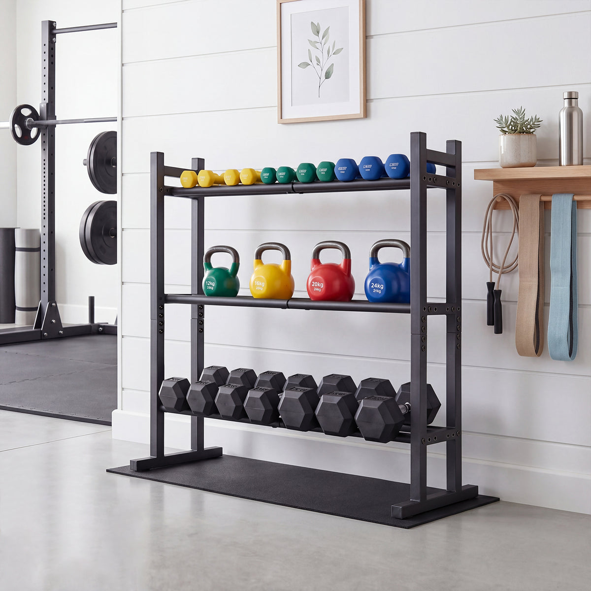 3-Tier Dumbbell Rack, 240KG Capacity Heavy-Duty Adjustable Weight Rack Stand