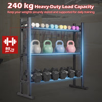 3-Tier Dumbbell Rack, 240KG Capacity Heavy-Duty Adjustable Weight Rack Stand