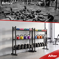 3-Tier Dumbbell Rack, 240KG Capacity Heavy-Duty Adjustable Weight Rack Stand