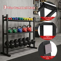3-Tier Dumbbell Rack, 240KG Capacity Heavy-Duty Adjustable Weight Rack Stand