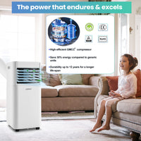 9000 BTU 4-in-1 Portable Air Conditioner with Fan and Dehumidifier Mode