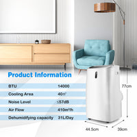14000/16000 BTU 5-in-1 Portable Air Conditioner with Fan and Sleep Mode