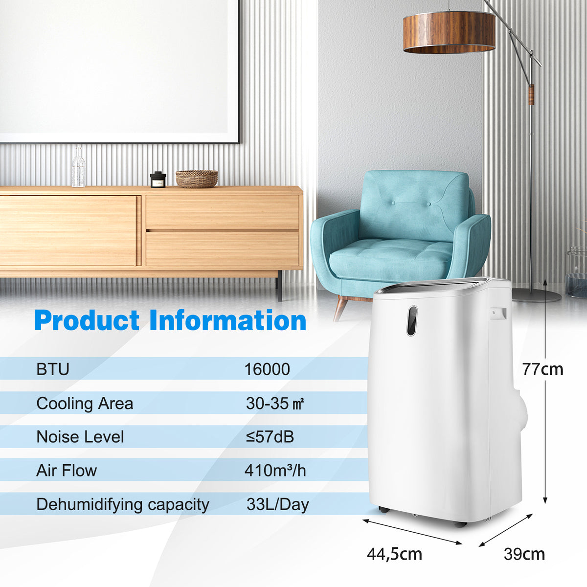 14000/16000 BTU 4-in-1 Portable Air Conditioner with Fan and Sleep Mode