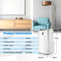 14000/16000 BTU 4-in-1 Portable Air Conditioner with Fan and Sleep Mode