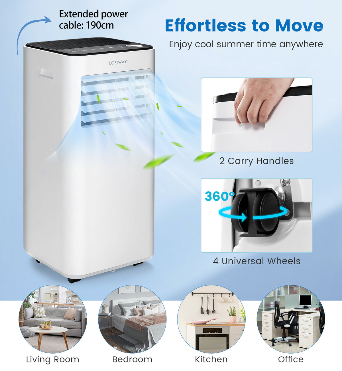9000 BTU Portable Air Conditioner with Fan and Dehumidifier Mode