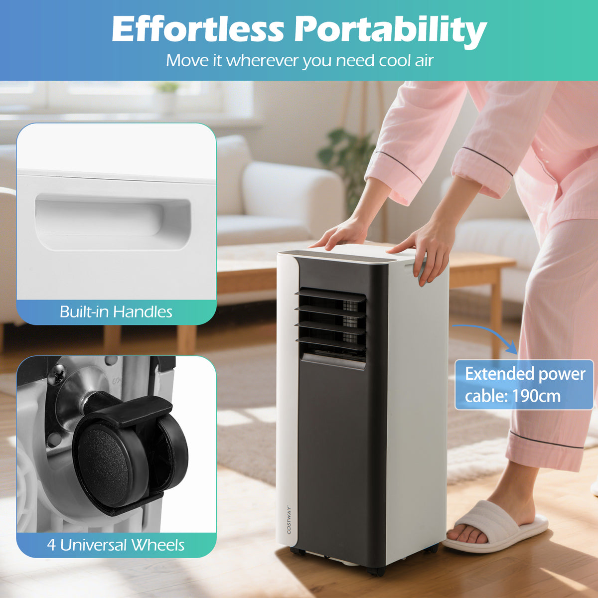 7000/9000 BTU Portable Air Conditioner 3-in-1 with Fan and Dehumidifier