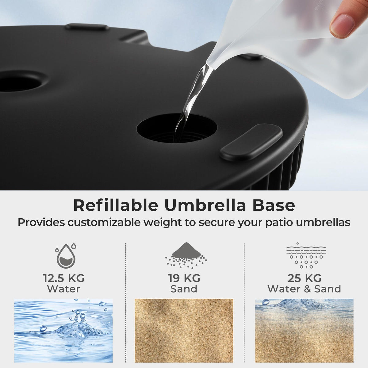 Fillable Umbrella Base with Shell Texture and 3 Couplers