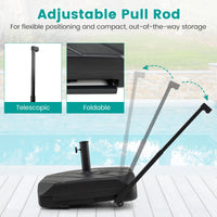 Fillable Patio Umbrella Base with Wheels and Telescopic Pull Rod for Patio and Pool