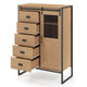 Floor Storage Cabinet with Sliding Door and Adjustable Shelves for Living Room