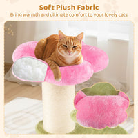 Flower Cat Tree with Padded Plush Perch and Sisal Scratching Post and Self Groomer
