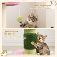 Flower Cat Tree with Padded Plush Perch and Sisal Scratching Post and Self Groomer