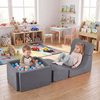 Foam Climbing Blocks for Toddlers Kids Soft Play Set with Ball Pit and Suede Covers