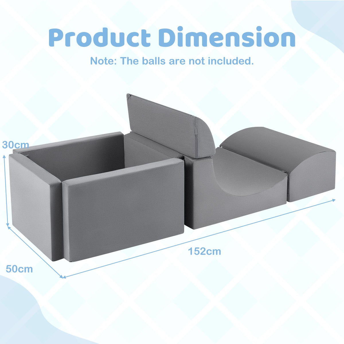Foam Climbing Blocks for Toddlers Kids Soft Play Set with Ball Pit and Suede Covers