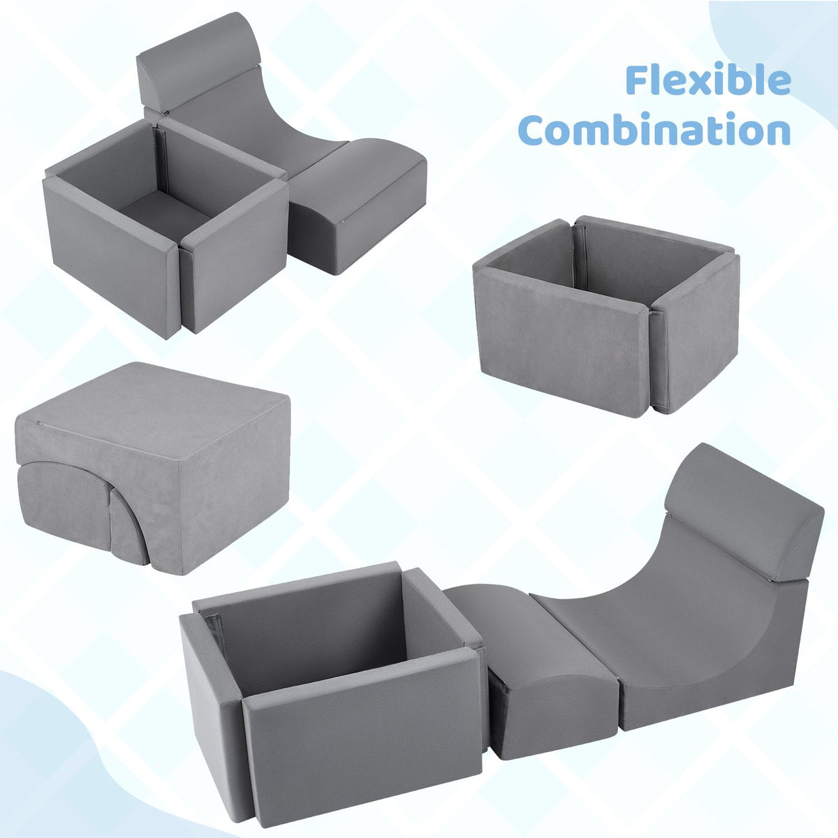 Foam Climbing Blocks for Toddlers Kids Soft Play Set with Ball Pit and Suede Covers