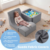 Foam Climbing Blocks for Toddlers Kids Soft Play Set with Ball Pit and Suede Covers