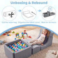 Foam Climbing Blocks for Toddlers Kids Soft Play Set with Ball Pit and Suede Covers