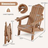 Foldable HIPS Outdoor Plastic Chair with 5-Level Backrest Wooden Textured for Lawn
