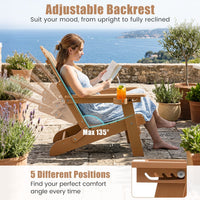 Foldable HIPS Outdoor Plastic Chair with 5-Level Backrest Wooden Textured for Lawn