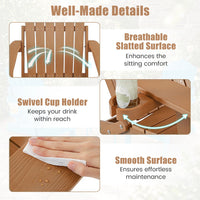 Foldable HIPS Outdoor Plastic Chair with 5-Level Backrest Wooden Textured for Lawn