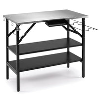 Foldable Outdoor Cook Station with 2 Removable Shelves