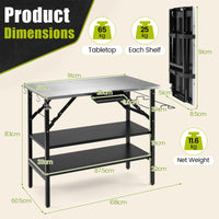 Foldable Outdoor Cook Station with 2 Removable Shelves