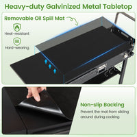 Foldable Outdoor Grill Cart with 79 x 43 CM Tabletop and Side Tray