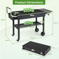 Foldable Outdoor Grill Cart with 79 x 43 CM Tabletop and Side Tray
