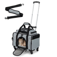 Foldable Pet Carrier with Wheels Airline Approved with Telescopic Handle