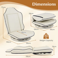 Foldable Reclining Lounge Chair with Padded Seat for Reading Working