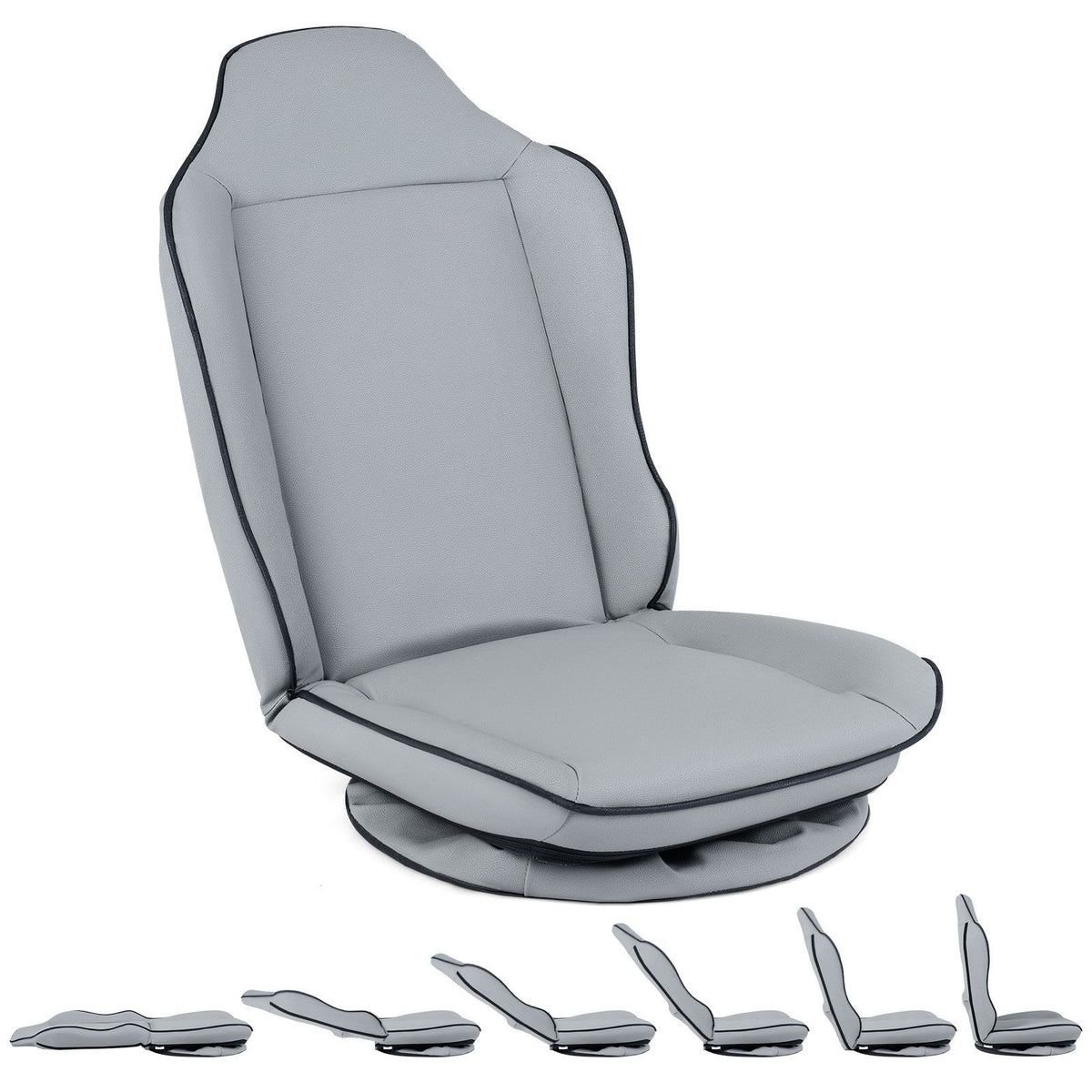 Foldable Reclining Lounge Chair with Padded Seat for Reading Working