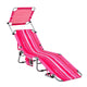 Outdoor Sun Lounger Bed, Folding Lounge Chaise Reclining Deck Chair