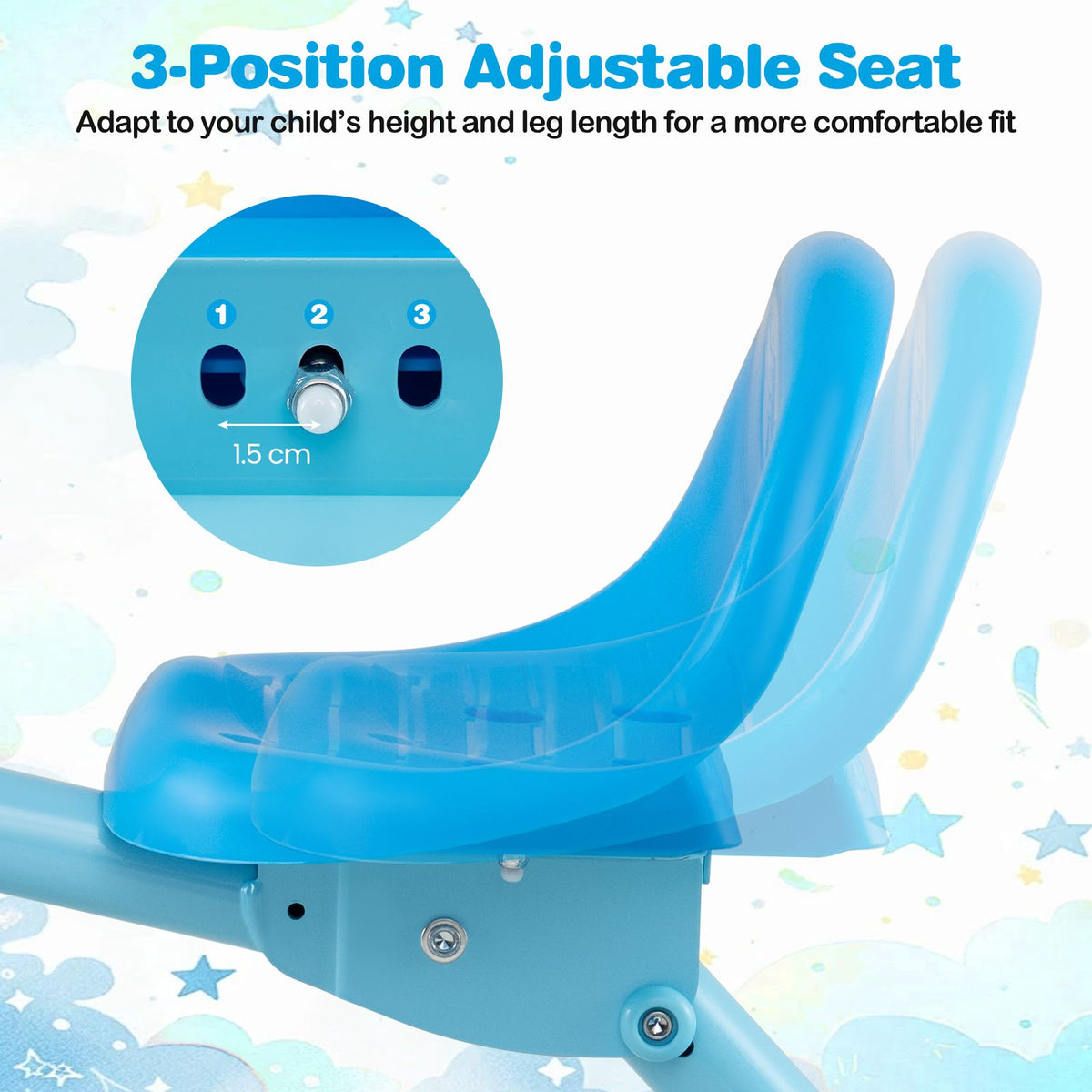 Foldable Toddler Tricycle with Lighting Wheels and Adjustable Seat for 2-5 Years Old
