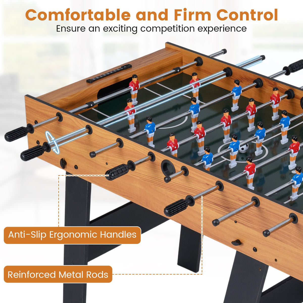 Folding Foosball Table with 2 Balls and Slide Scorers for Family Night