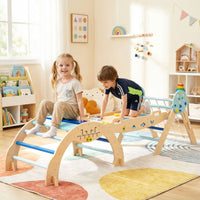 Foldable Jungle Gym with Arch and Ramp for Play Room