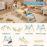 Foldable Jungle Gym with Arch and Ramp for Play Room