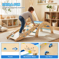 Foldable Jungle Gym with Arch and Ramp for Play Room