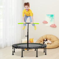 Foldable Mini Trampoline with Height Adjustable Handrail for Kids Adults
