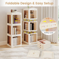Foldable Rotating Bookshelf with Swivel Base for Living Room