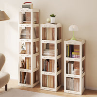 Foldable Rotating Bookshelf with Swivel Base for Living Room