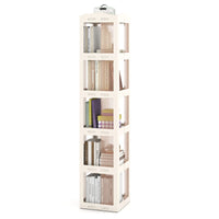 Foldable Rotating Bookshelf with Swivel Base for Living Room