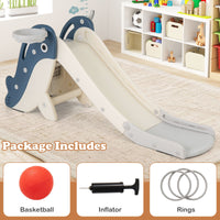 Foldable Toddler Slide with Basketball Hoop and Ring Toss