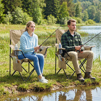 Folding Camping Chair with Mesh Backrest and Metal Frame