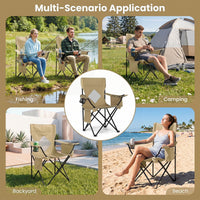 Folding Camping Chair with Mesh Backrest and Metal Frame