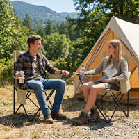 Folding Camping Chair with Mesh Backrest and Metal Frame